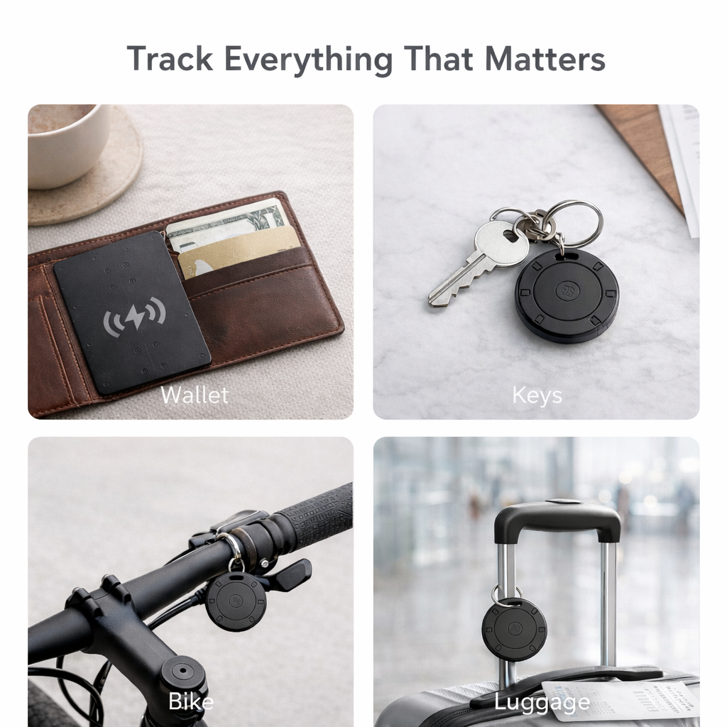 Complete Tracker Bundle — Smart Card + 2 Tags | Never Lose Your Wallet, Keys or Luggage Again