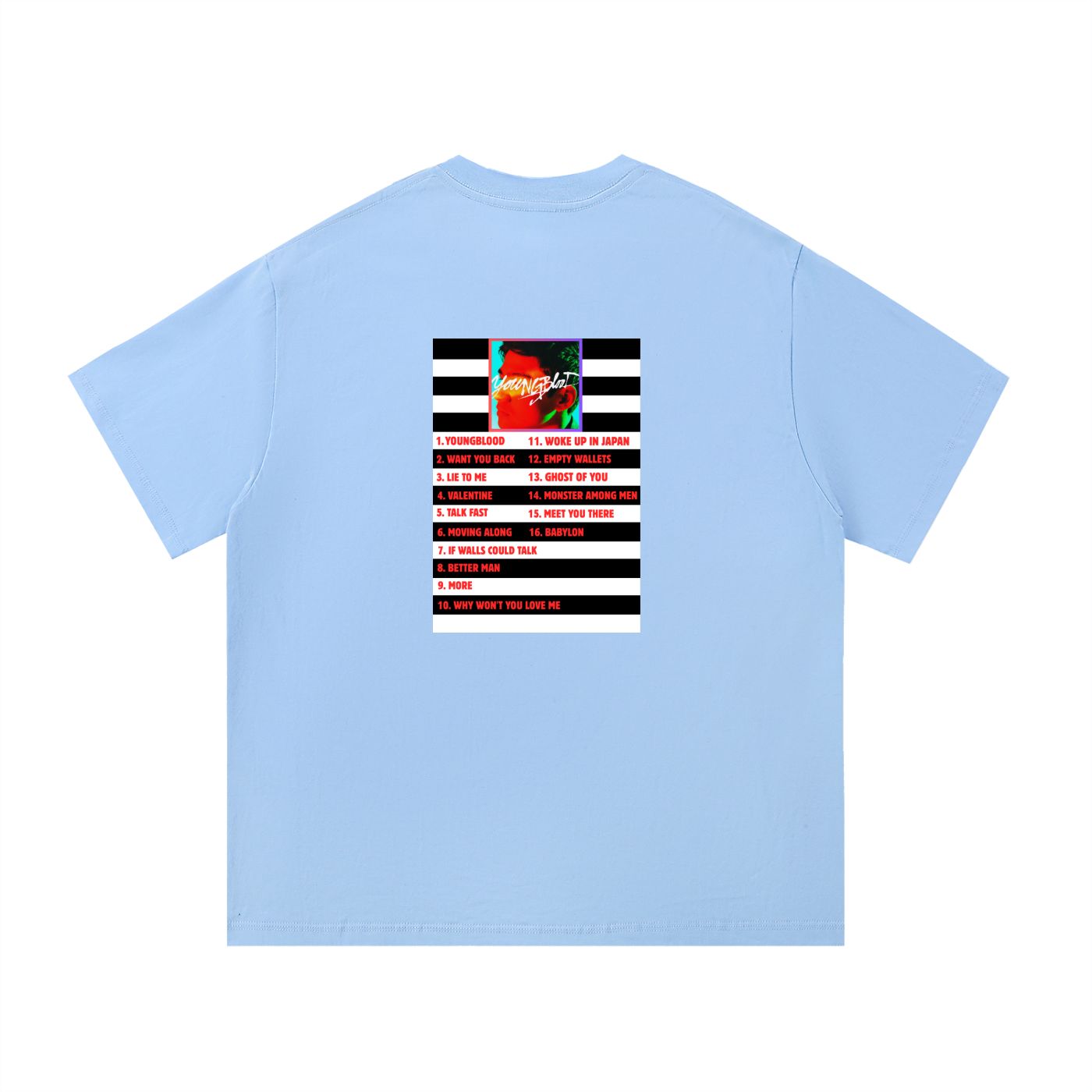 5SOS | Calum Hood | Youngblood Album Tracklist T-Shirt | Fan Made