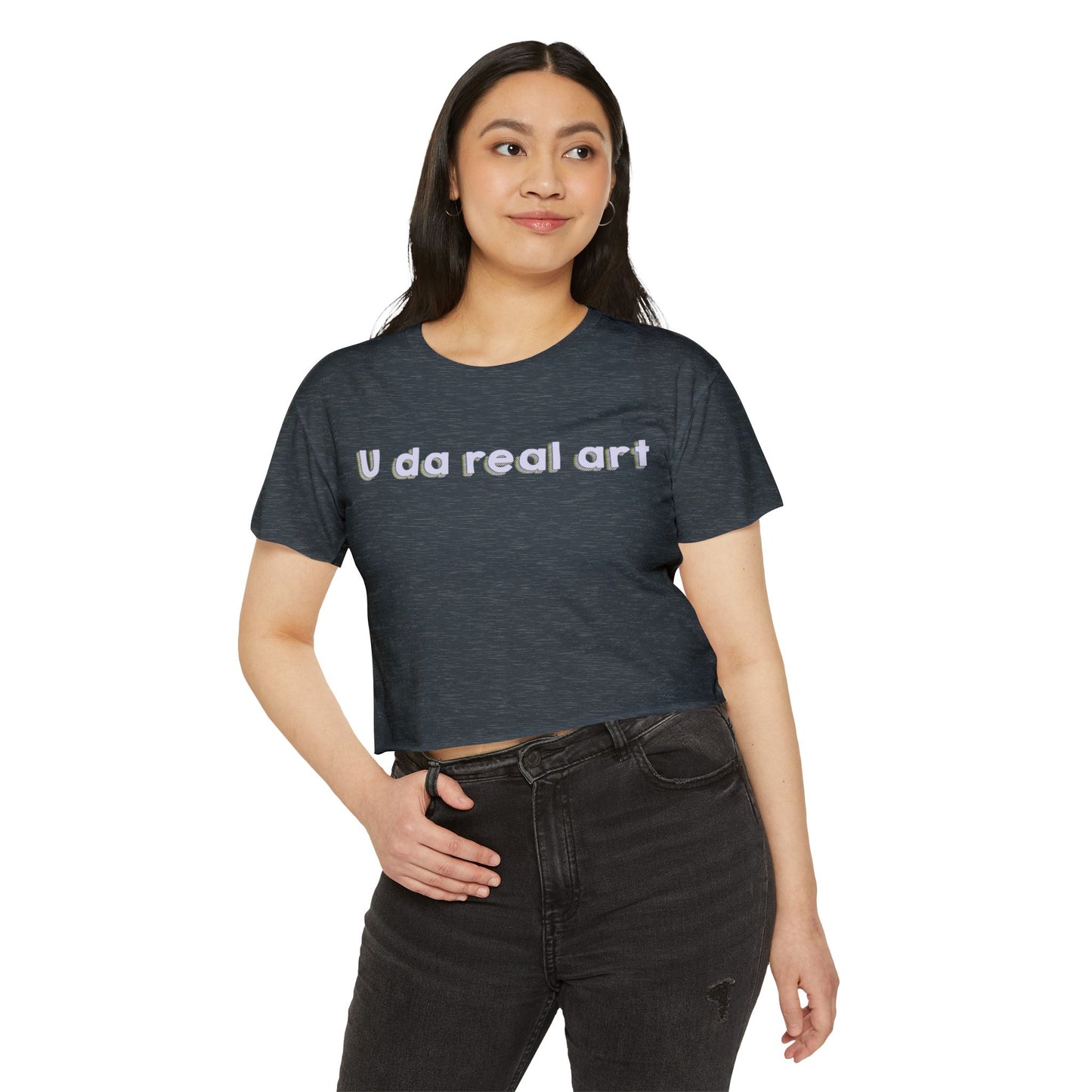 U da real art Crop Top | Pink Retro Text