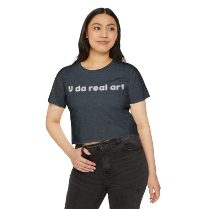 U da real art Crop Top | Pink Retro Text
