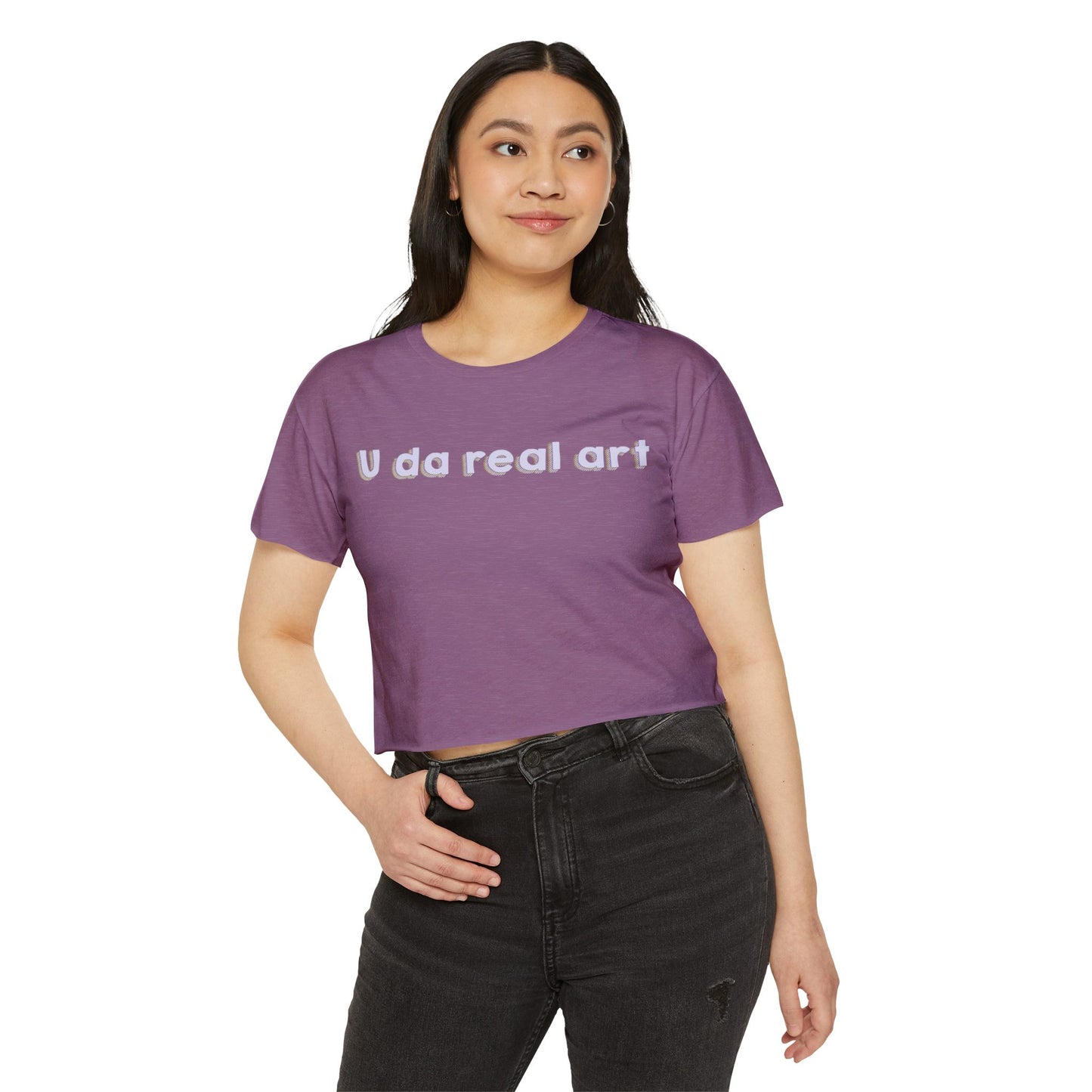 U da real art Crop Top | Pink Retro Text