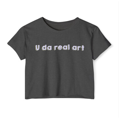 U da real art Crop Top | Pink Retro Text
