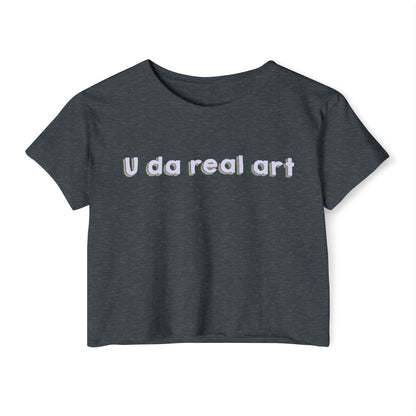 U da real art Crop Top | Pink Retro Text