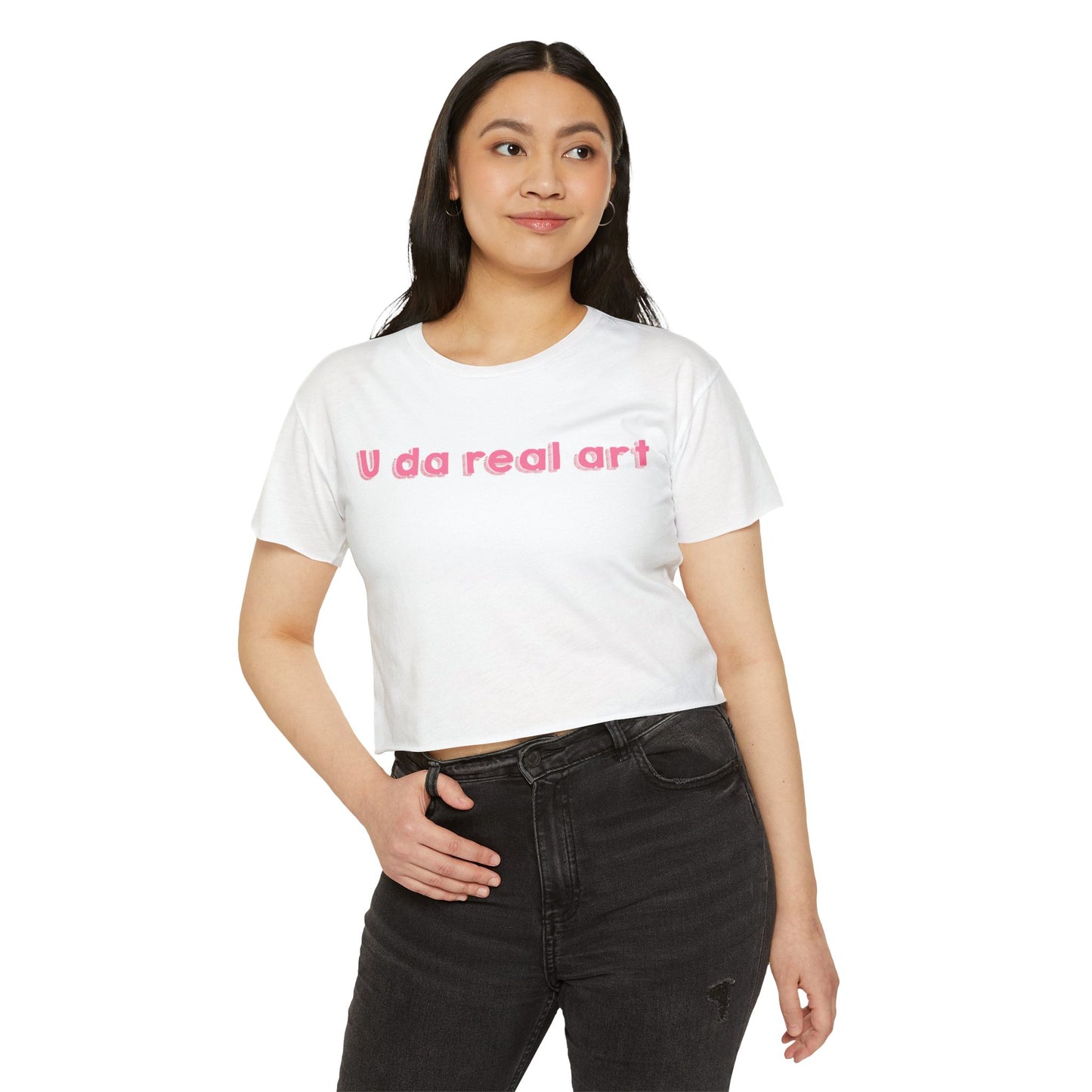 U da real art Crop Top | Pink Retro Text