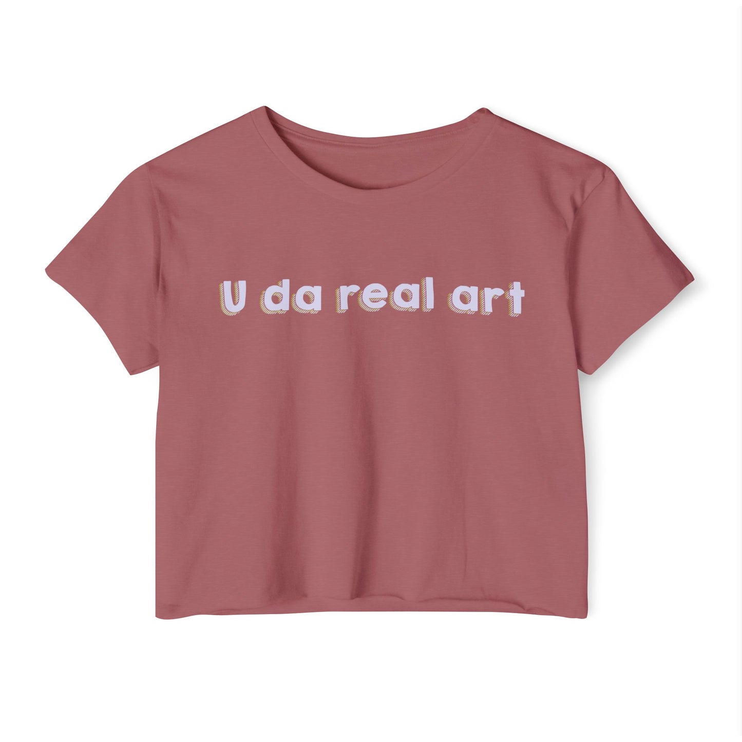 U da real art Crop Top | Pink Retro Text
