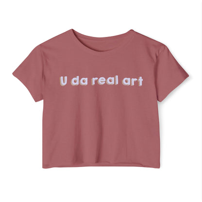 U da real art Crop Top | Pink Retro Text