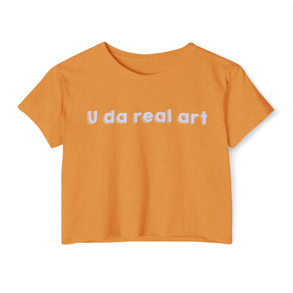 U da real art Crop Top | Pink Retro Text