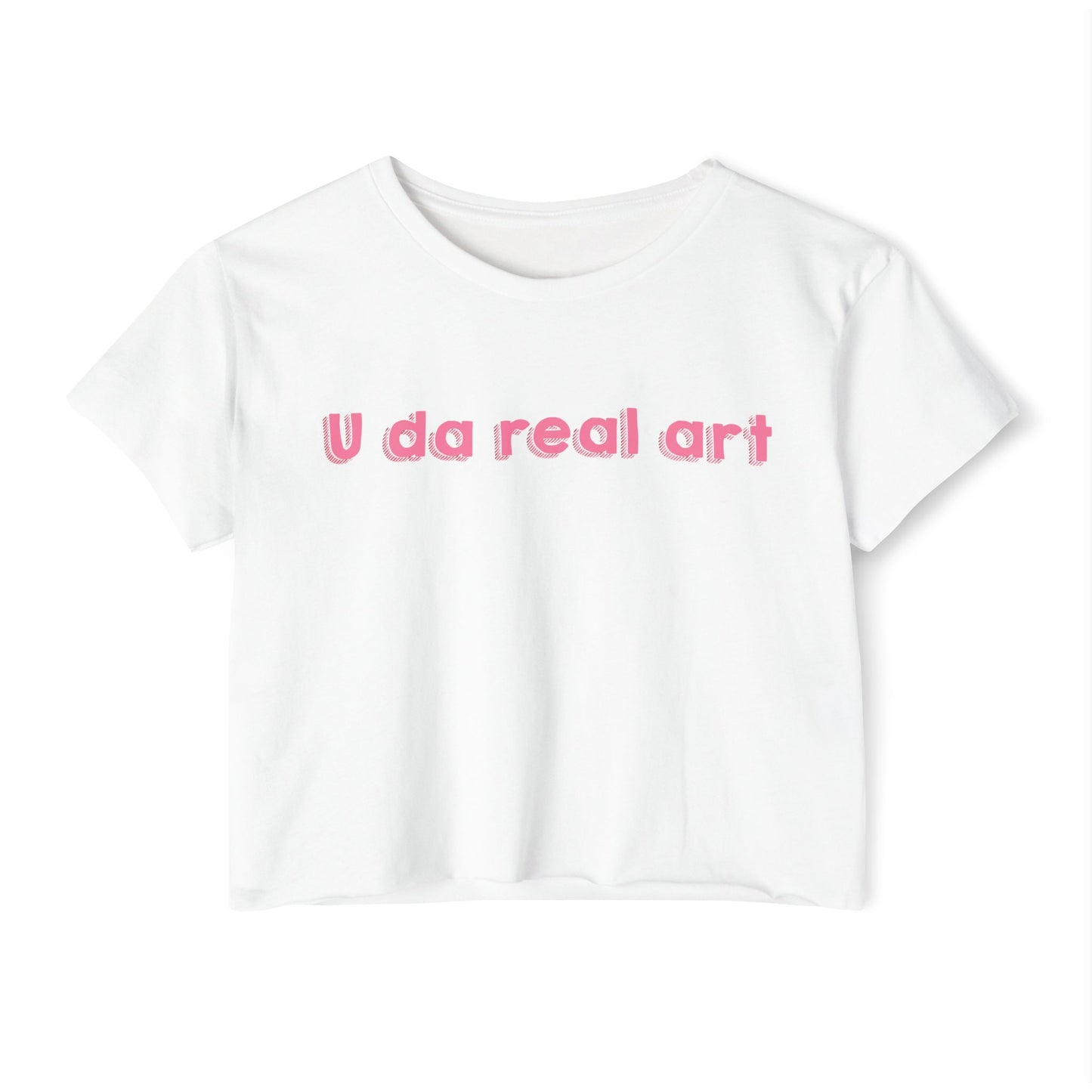 U da real art Crop Top | Pink Retro Text
