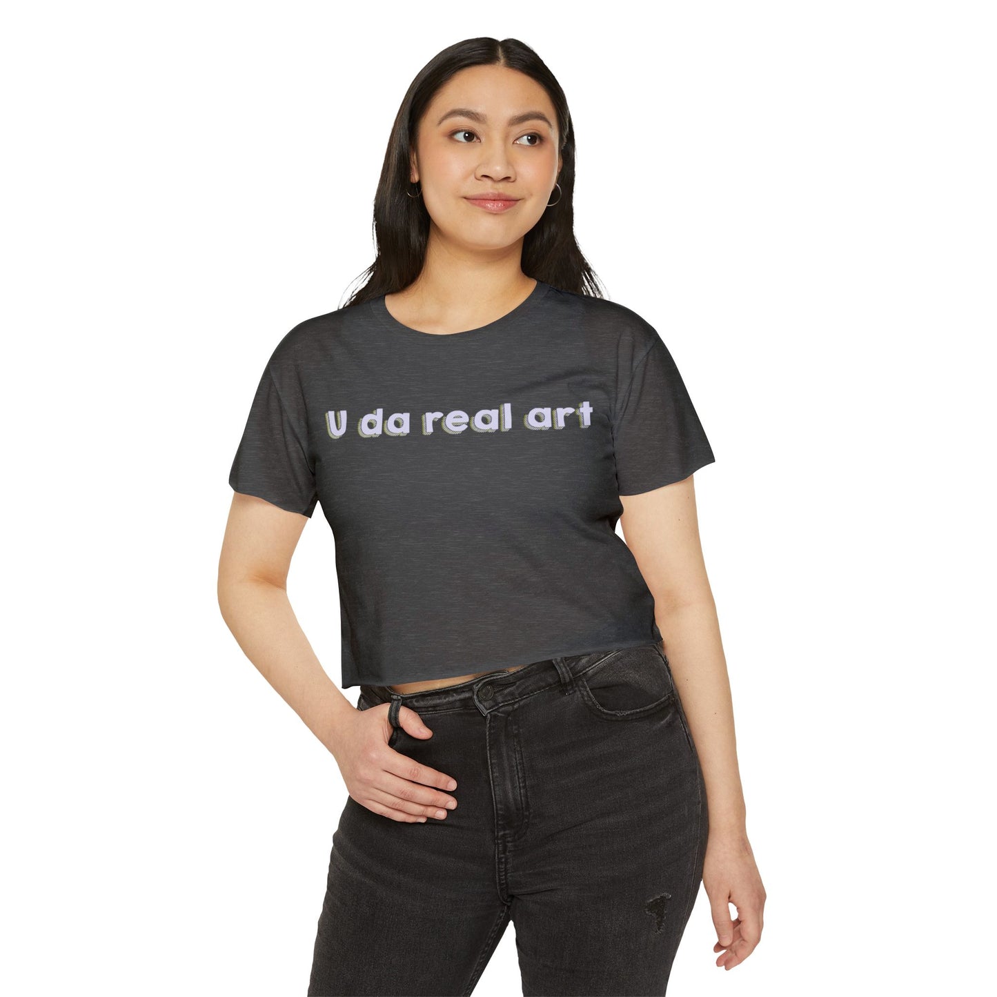 U da real art Crop Top | Pink Retro Text
