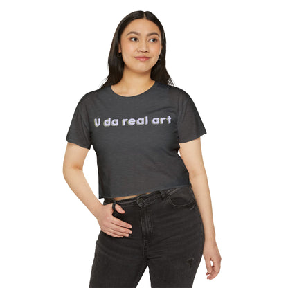 U da real art Crop Top | Pink Retro Text
