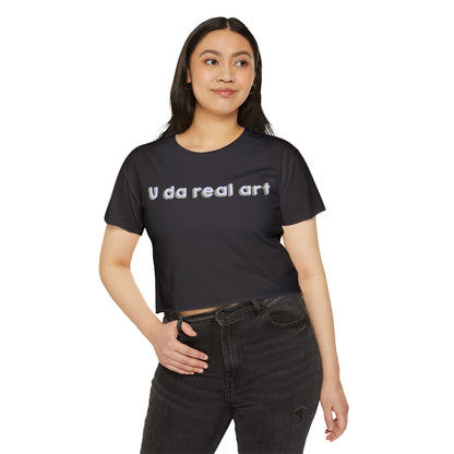 U da real art Crop Top | Pink Retro Text
