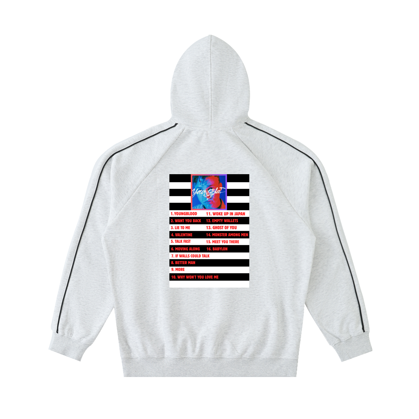5SOS | Ashton Irwin |Youngblood Raglan Hoodie | Fan Made