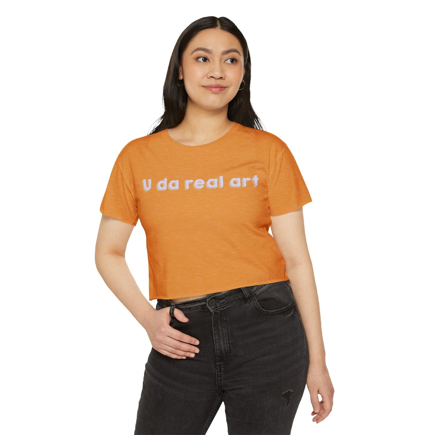 U da real art Crop Top | Pink Retro Text