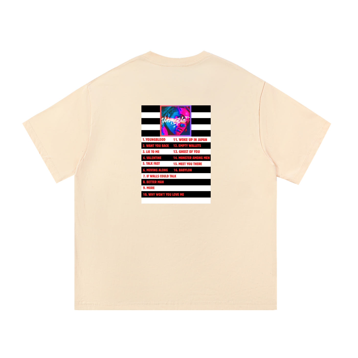 5SOS | Luke Hemmings | Youngblood Album Tracklist T-Shirt | Fan Made