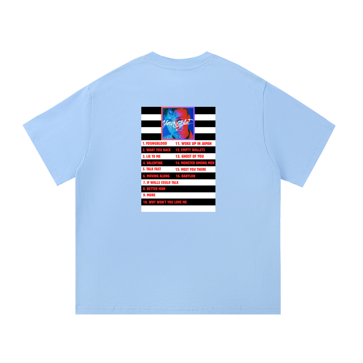 5SOS | Ashton Irwin | Youngblood Album Tracklist T-Shirt | Fan Made