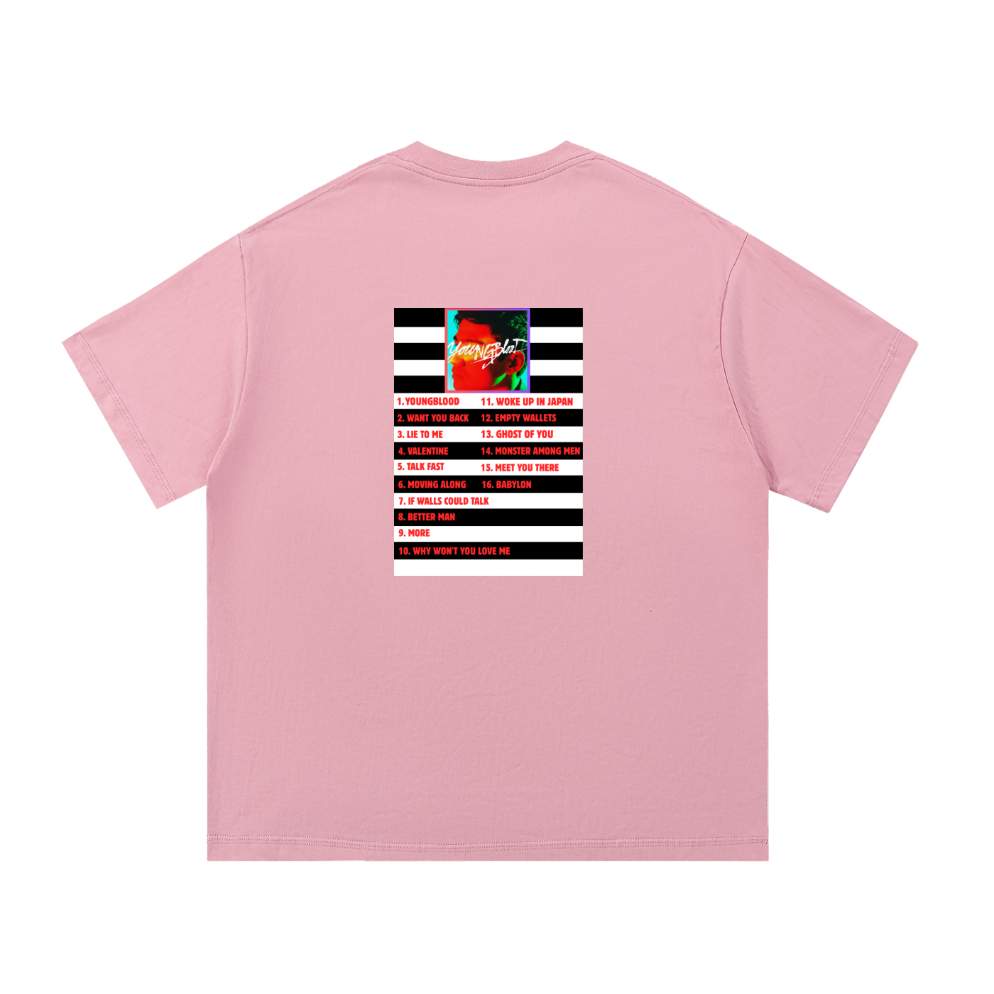 5SOS | Calum Hood | Youngblood Album Tracklist T-Shirt | Fan Made