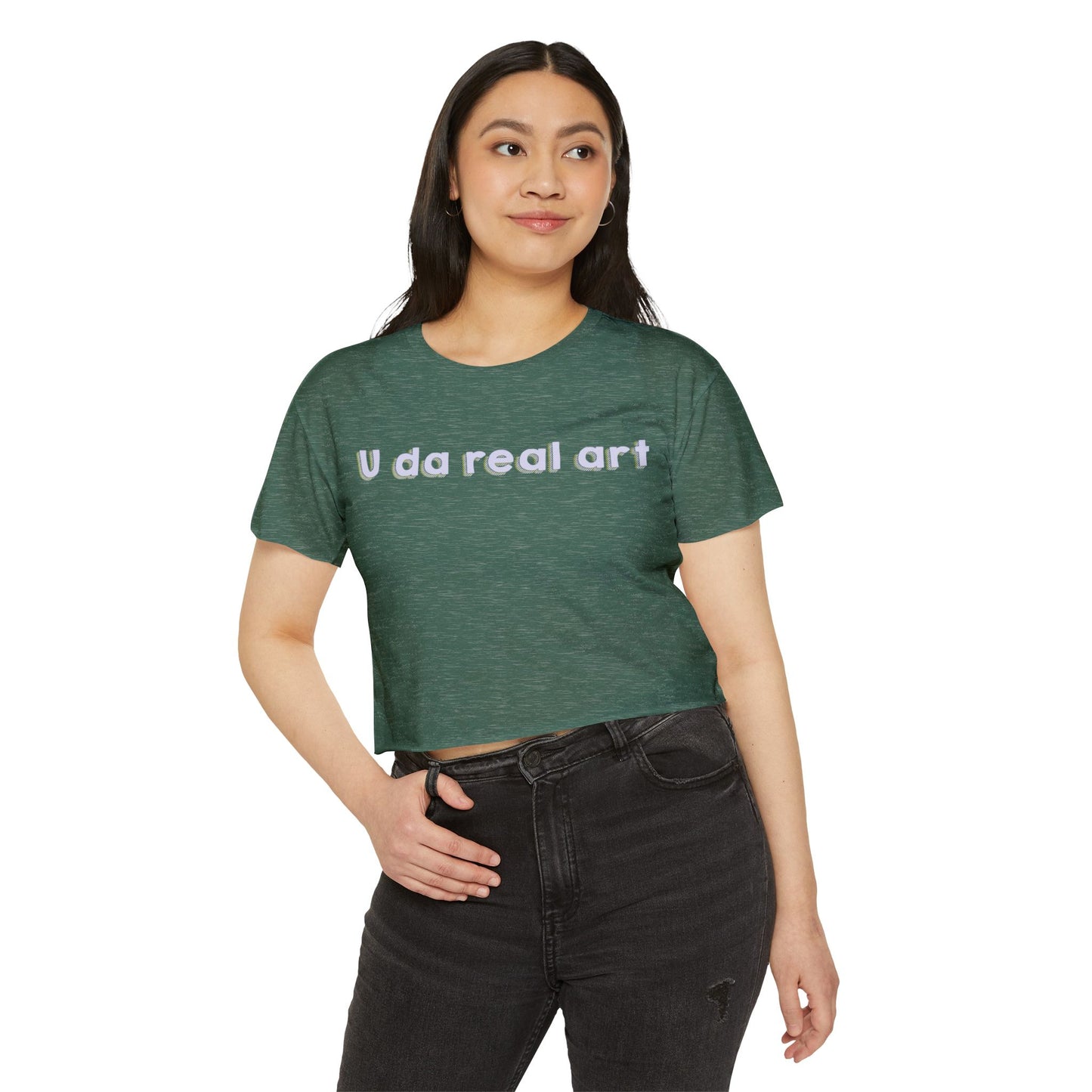 U da real art Crop Top | Pink Retro Text