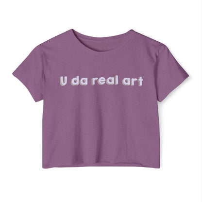 U da real art Crop Top | Pink Retro Text