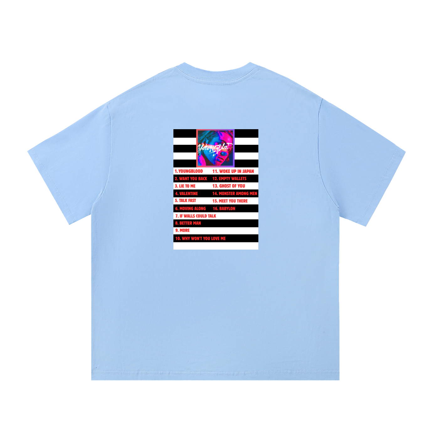 5SOS | Luke Hemmings | Youngblood Album Tracklist T-Shirt | Fan Made