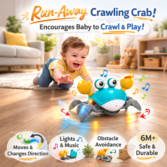 Run-Away Crawling Crab Toy | Encourages Baby Movement & Play