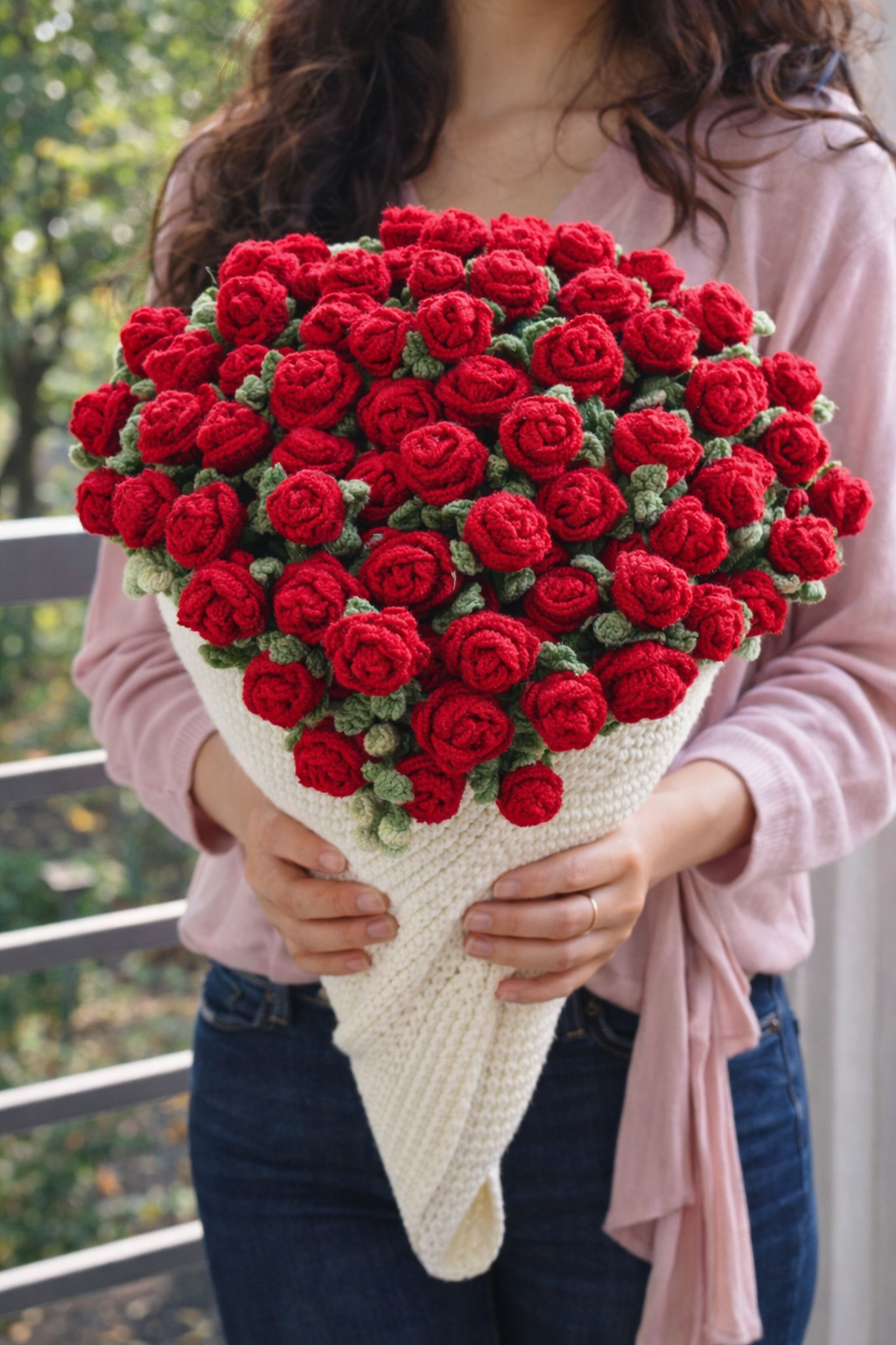 Rose Bouquet Blanket – Handmade Crochet Floral Blanket Gift for Valentine’s Day