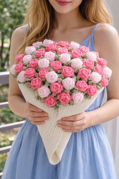 Rose Bouquet Blanket – Handmade Crochet Floral Blanket Gift for Valentine’s Day