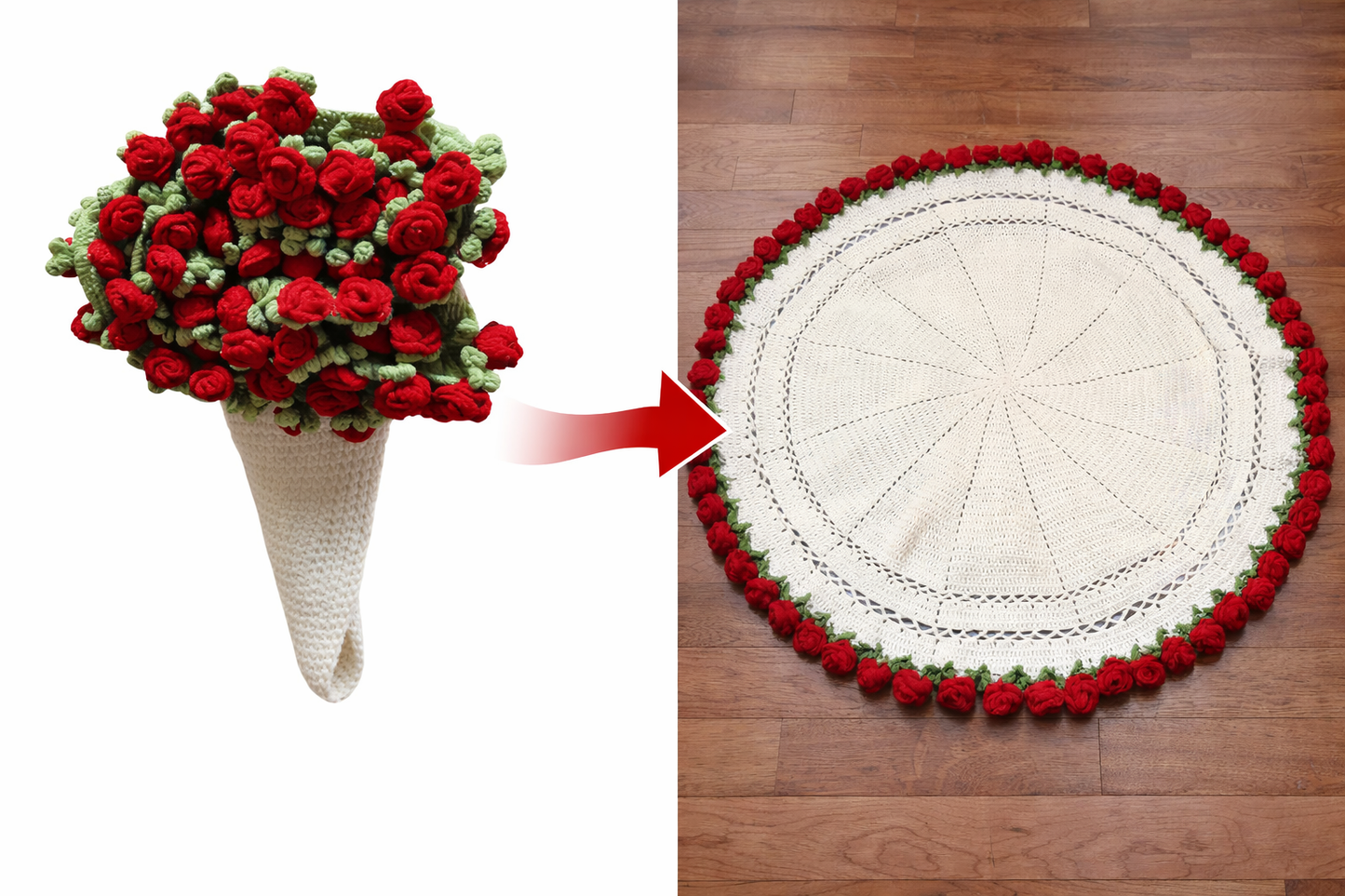 Rose Bouquet Blanket – Handmade Crochet Floral Blanket Gift for Valentine’s Day