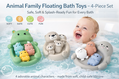 Animal Family Floating Bath Toys – 4-Piece Set