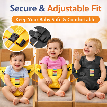 Portable Baby Dining Seat – Adjustable Safety Strap for High Chairs & Travel