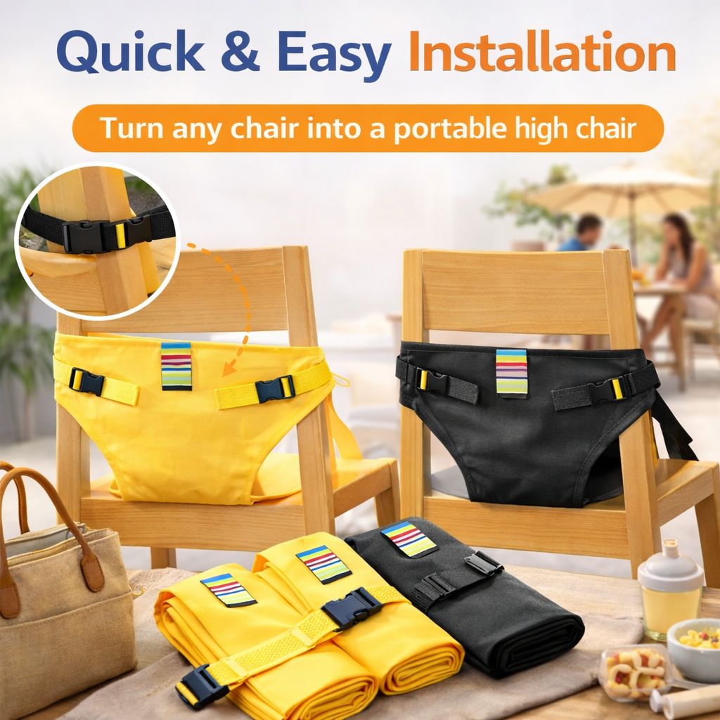 Portable Baby Dining Seat – Adjustable Safety Strap for High Chairs & Travel