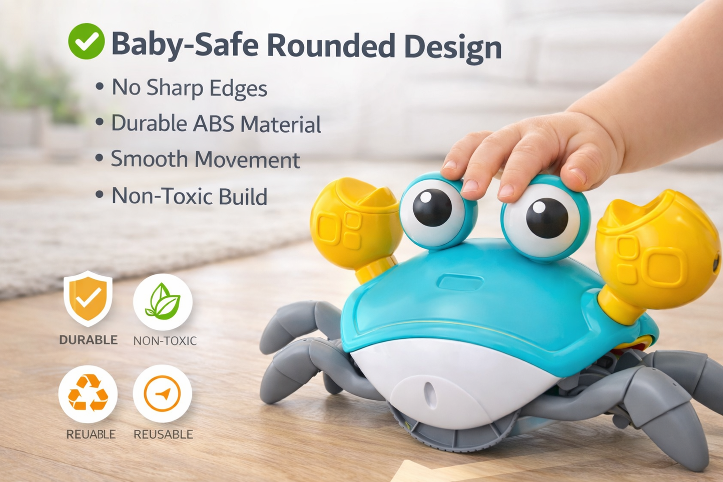 Run-Away Crawling Crab Toy | Encourages Baby Movement & Play