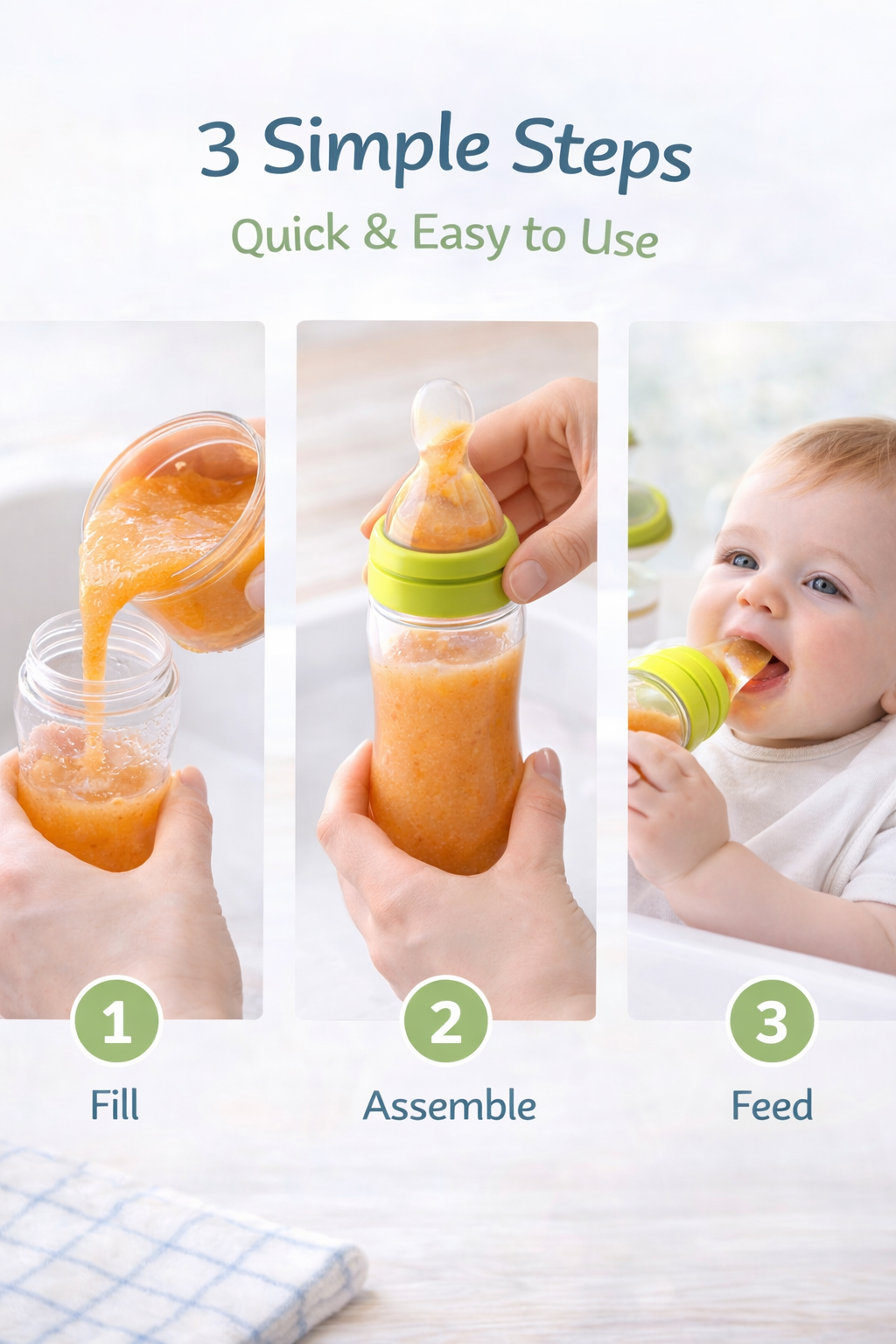 Baby Silicone Squeeze Spoon Feeder – Easy First Feeding Bottle