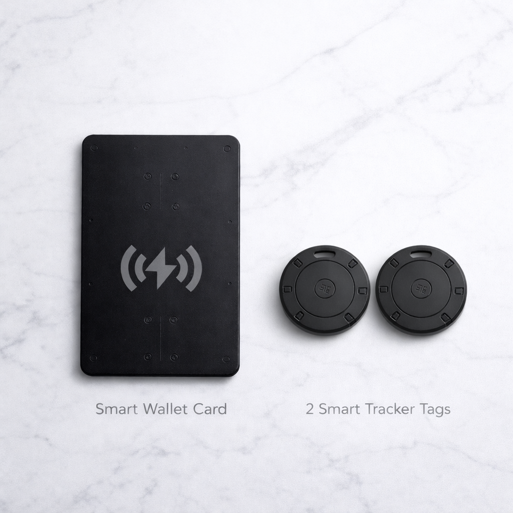 Complete Tracker Bundle — Smart Card + 2 Tags | Never Lose Your Wallet, Keys or Luggage Again