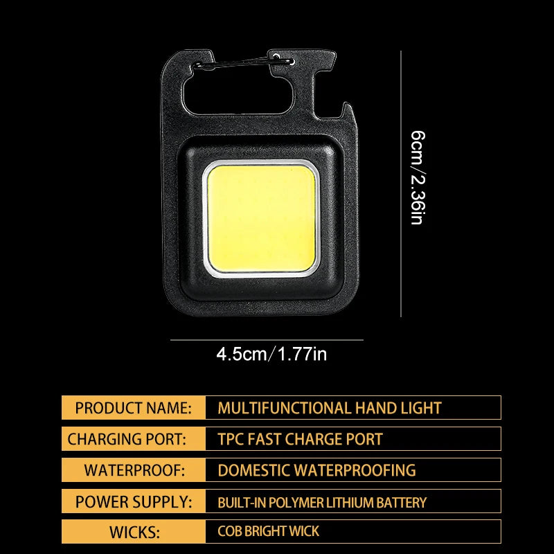 Mini COB Keychain Light - 7 Modes | Magnetic | Bottle Opener | USB-C Rechargeable