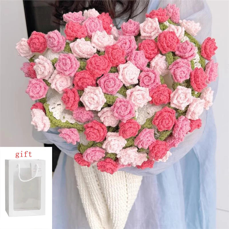 Rose Bouquet Blanket – Handmade Crochet Floral Blanket Gift for Valentine’s Day