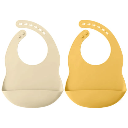 Silicone Baby Feeding Bibs with Food Catcher (2-Pack)