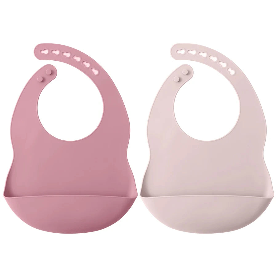 Silicone Baby Feeding Bibs with Food Catcher (2-Pack)