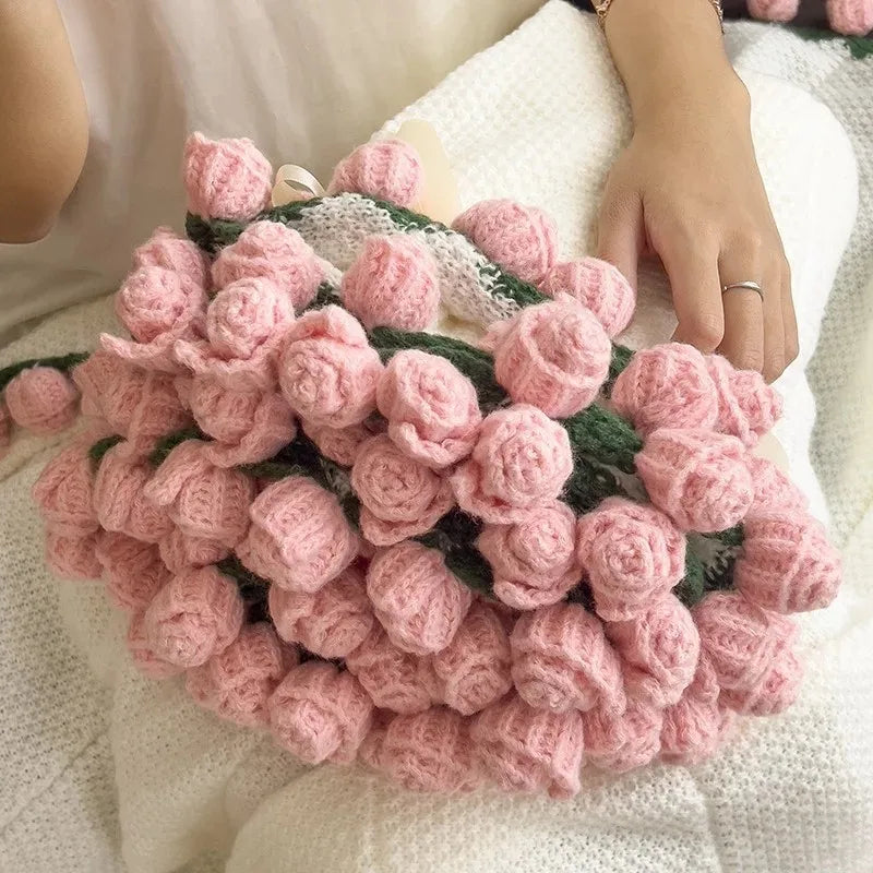 Rose Bouquet Blanket – Handmade Crochet Floral Blanket Gift for Valentine’s Day