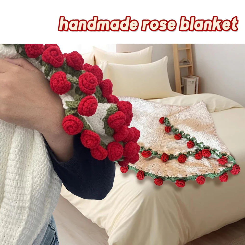 Rose Bouquet Blanket – Handmade Crochet Floral Blanket Gift for Valentine’s Day