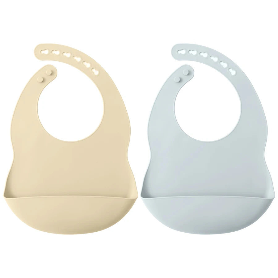 Silicone Baby Feeding Bibs with Food Catcher (2-Pack)