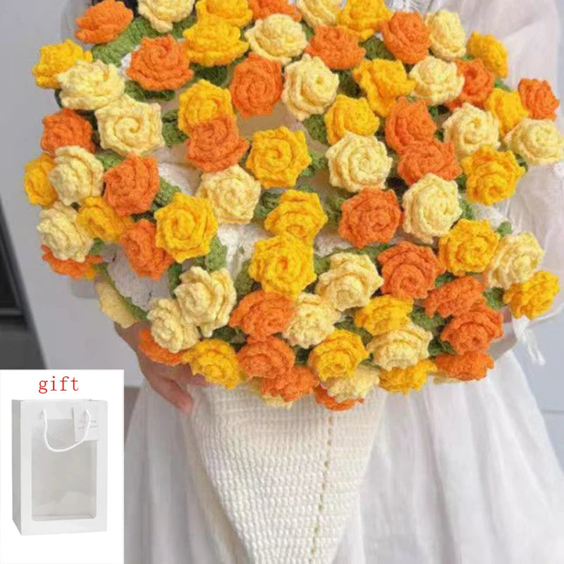 Rose Bouquet Blanket – Handmade Crochet Floral Blanket Gift for Valentine’s Day