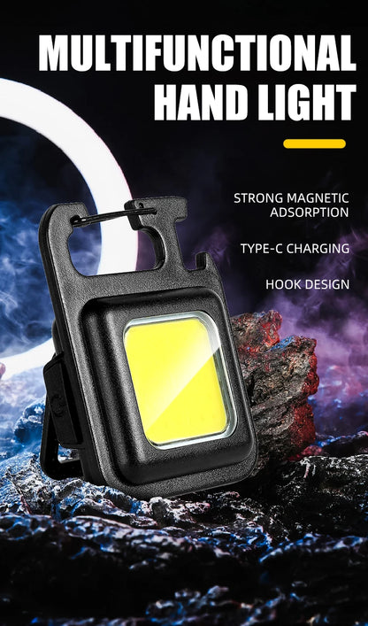 Mini COB Keychain Light - 7 Modes | Magnetic | Bottle Opener | USB-C Rechargeable