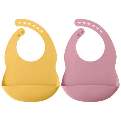 Silicone Baby Feeding Bibs with Food Catcher (2-Pack)
