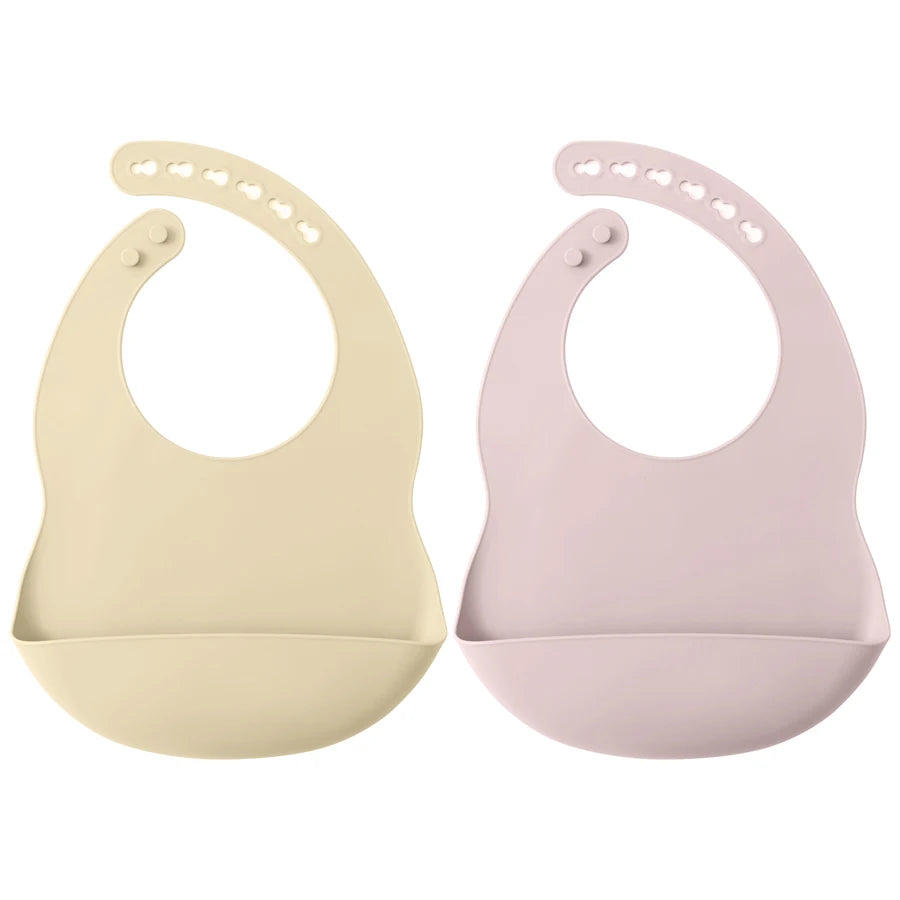 Silicone Baby Feeding Bibs with Food Catcher (2-Pack)