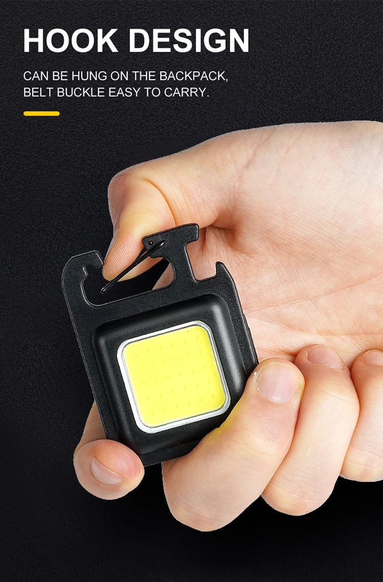 Mini COB Keychain Light - 7 Modes | Magnetic | Bottle Opener | USB-C Rechargeable