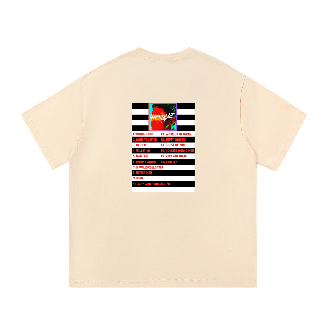 5SOS | Calum Hood | Youngblood Album Tracklist T-Shirt | Fan Made